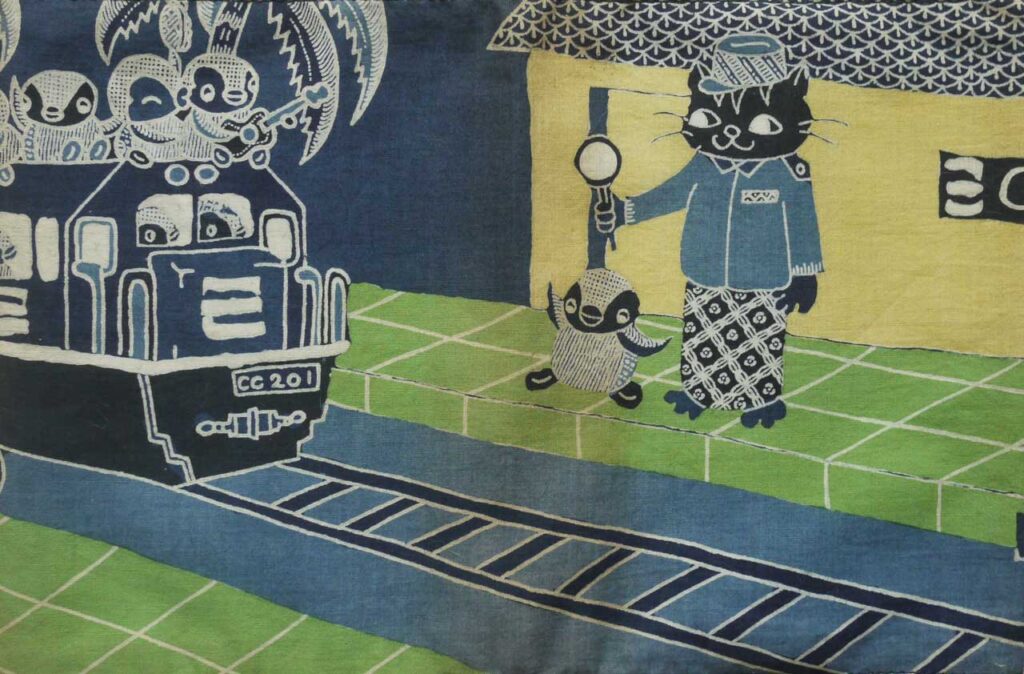 チレボン駅を描いたブックカバー。賀集由美子さん（スタジオ・パチェ）作