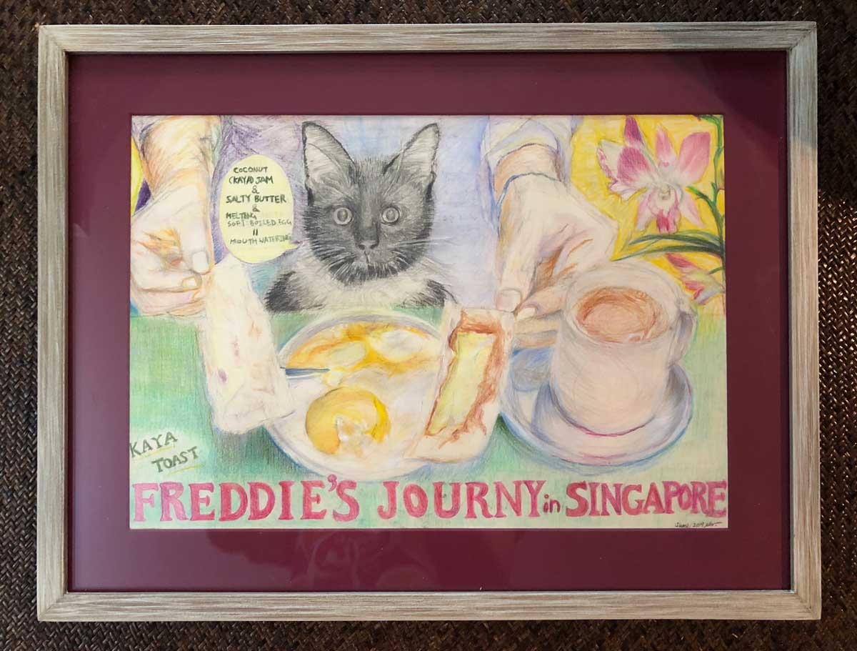Sumiさん作「フレディのシンガポールの旅」、カヤ・トースト編