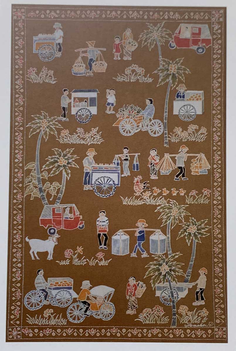 ジャカルタの物売りを描いた「ジャカルタの朝」(写真はポストカードより)